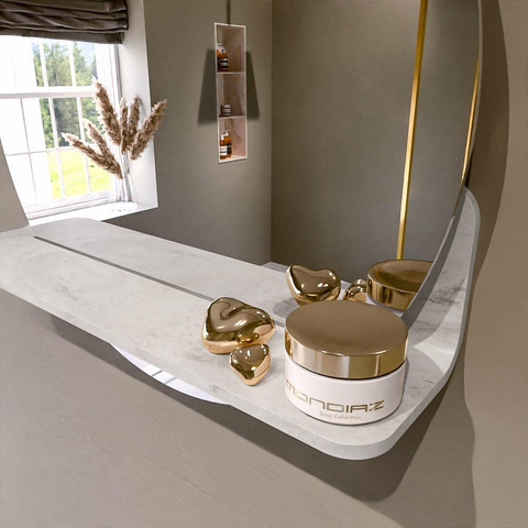 Mondiaz SPOT miroir – Ø 50 cm – avec tablette – Ostra (beige) SW1235660