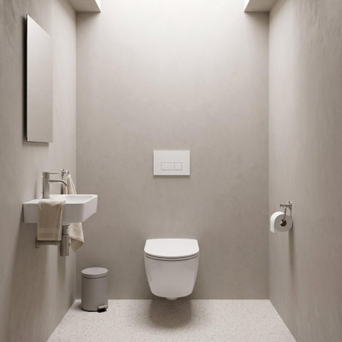QeramiQ Dely Swirl Toiletset - 36.3x51.7cm - Geberit UP720 Duofix Sigma inbouwreservoir - rimless - diepspoel - slim zitting - metalen bedieningsplaat mat wit - rechthoekige knoppen - mat wit SW1414017