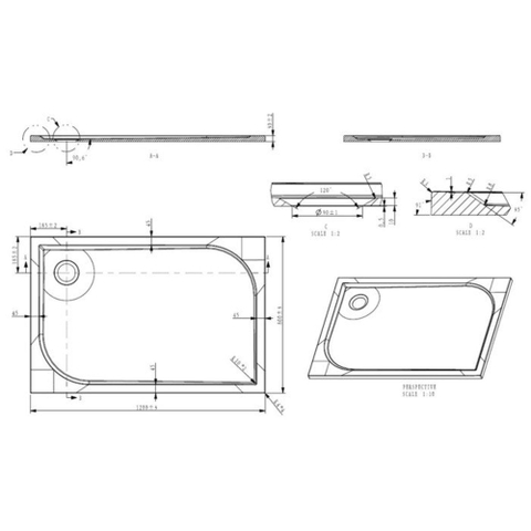 GO by Van Marcke Argon receveur de douche polybéton gelcoat 120x80x3cm rectangulaire évacuation D90mm sans jeu de pieds blanc SW288815