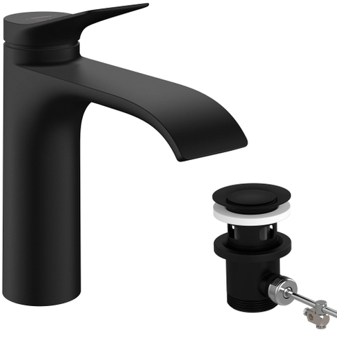 Hansgrohe VIVENIS Eengreeps wastafelmengkraan - 110 - coolstart - met PopUp - trekwaste - mat zwart SW699931