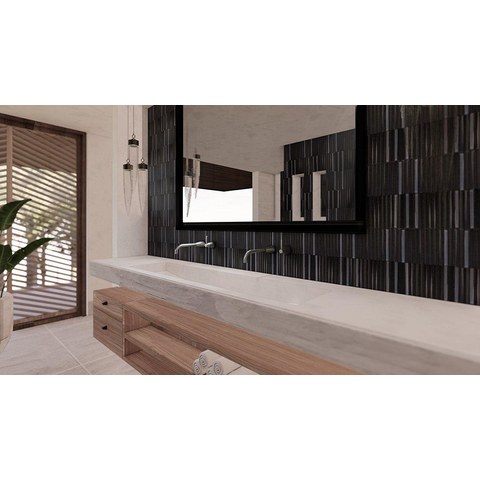 The Mosaic Factory Sevilla mozaïektegel - 30x30cm - 8mm - mat porselein carbon shades of gray (antraciet) SW1015077