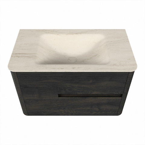 Mondiaz CIRO-DLUX Badkamermeubelset - 80x45x50cm - Solid surface wastafel Meli - 1 wasbak Midden - 1 kraangat - 2 lades - Shadow SW1532378