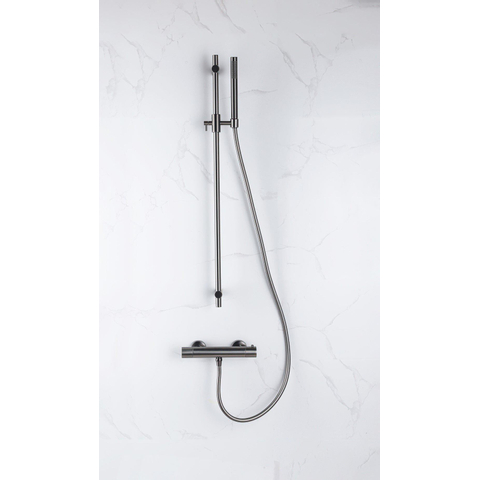 Fortifura Calvi douchekraan - met glijstangset - met staafhanddouche - gladde doucheslang - PVD - geborsteld gunmetal (antraciet) SW811919