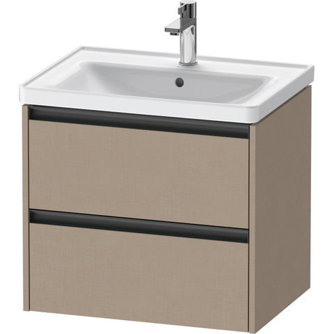 Duravit Ketho.2 Wastafelonderbouwkast - met 2 laden - 63.4x45.5x54.9cm - met grepen antraciet - linnen mat SW773071
