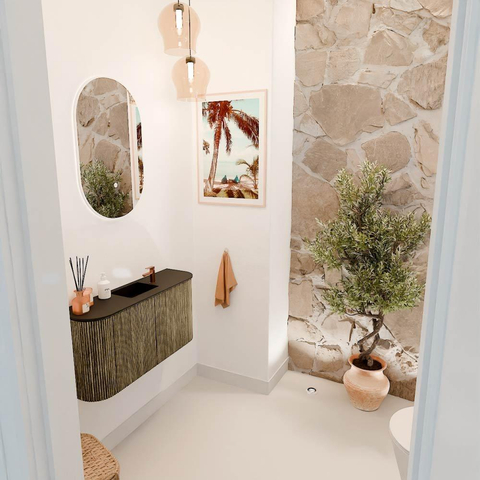 Mondiaz JOYA 83.2cm toiletmeubel - ronding links en rechts kleur Dusk - Wastafel FAYE positie Midden 1 kraangat kleur Urban. SW1421698