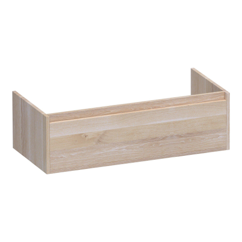 BRAUER Hope Meuble sous-lavabo - 99x30x45.5cm - 1 tiroir softclose sans poignée - 1 découpe pour siphon - chêne massif - lamelles chêne blanc SW445102