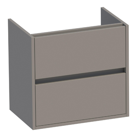 BRAUER Adore meuble sous-lavabo peu profond - 60x39x55cm - 2 tiroirs à fermeture douce - sans poignées - 1 découpe pour siphon - taupe mat SW1198453