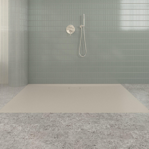 Villeroy & Boch Ecora douchebak - 160x100x3.5cm - afvoer lange zijde - almond (beige) SW1558965