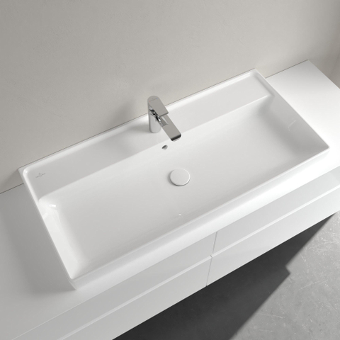 Villeroy & Boch Collaro meubelwastafel - 100x47cm - met overloop - 1 kraangat CeramicPlus - White Alpine (glans wit) SW358336