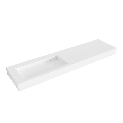 Mondiaz AVON wastafel - 180x46x12cm - wasbak links - zonder kraangat - talc (wit) SW433375