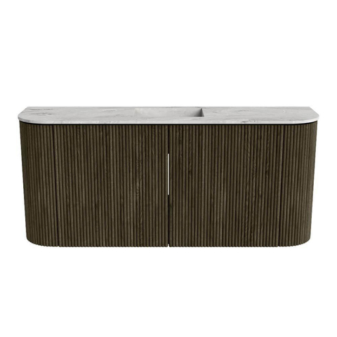 Mondiaz JOYA-DLUX Meuble de salle de bains 93,2cm - arrondis gauche et droite couleur Shadow - Vasque FAYE position Milieu 1 trou de robinet couleur Glace SW1422805