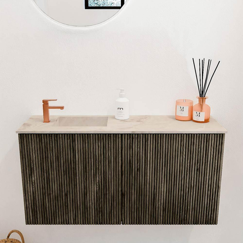 Mondiaz JOYA-DLUX Meuble de toilette 80cm - couleur Shadow - Vasque FAYE position Gauche 1 trou de robinet couleur Frappe. SW1422669