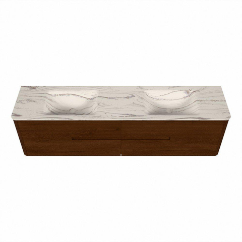 Mondiaz CIRO-DLUX Ensemble de meubles de salle de bains - 190x45x50cm - Plan vasque en solid surface Nata - 2 vasques Double - 2 trous de robinet - 4 tiroirs - Ruby SW1533800