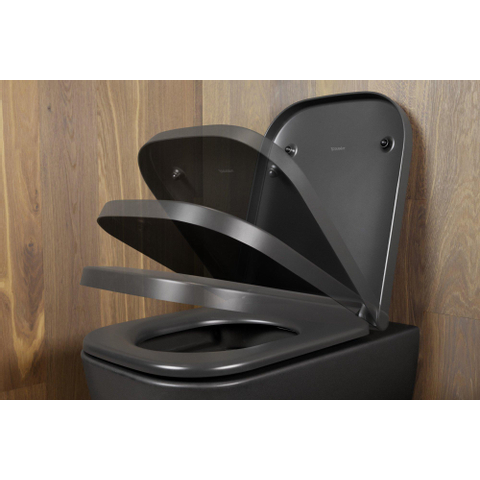 Duravit Happy D.2 WC-zitting - 43x35.9x4.3cm - met softclose - met quickrelease - kunststof - mat antraciet SW297027
