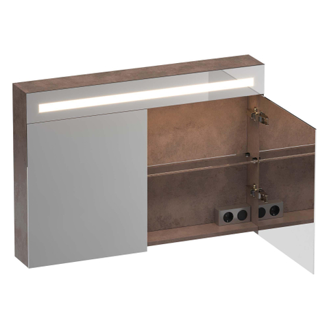BRAUER Promise Deluxe spiegelkast – 99x70x15 cm – directe LED – 2 deuren, dubbelzijdige spiegeldeuren – Erosion SW720902