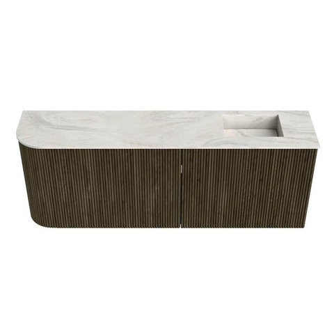 Mondiaz JOYA-DLUX 111.6cm toiletmeubel - ronding links kleur Shadow - Wastafel FAYE positie Rechts 1 kraangat kleur Ostra. SW1423012