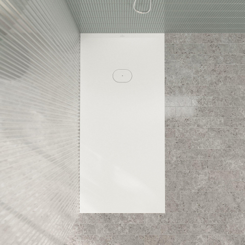 Villeroy & Boch Ecora douchebak - 170x80x4.5cm - afvoer korte zijde - stone white (wit) SW1558961