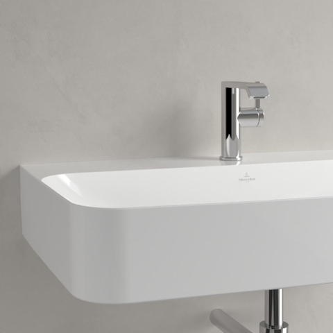 Villeroy & Boch finion wastafel - 1 kraangat - 80x47cm CeramicPlus - zonder overloop - White Alpine (glans wit) SW106480