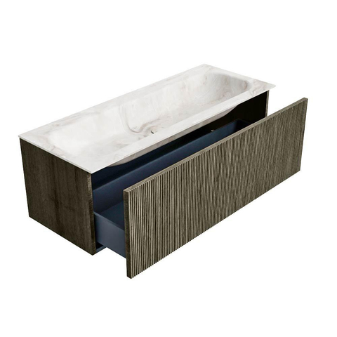 Mondiaz KURVE-DLUX Ensemble meuble de salle de bains - 120x46x40cm - 1 tiroir - lavabo solid surface - central - 1 trou de robinet - Shadow SW1414368