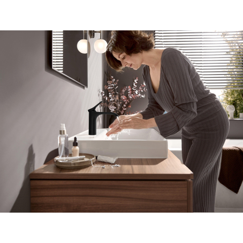 Hansgrohe VIVENIS 1 greeps wastafelkraan - 110 PopUp - trekwaste - mat zwart SW642490