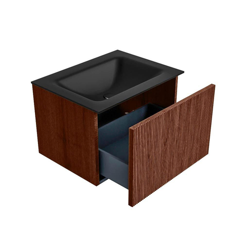 Mondiaz KURVE Ensemble de meuble de salle de bains - 60x46x40cm - 1 tiroir - lavabo solid surface - central - 1 trou de robinet - Ruby SW1415404