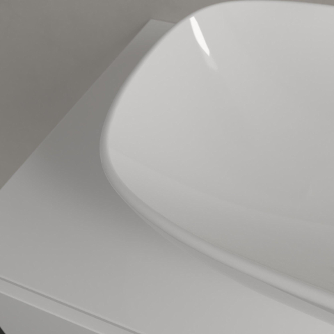 Villeroy & Boch Loop & Friends opzetwastafel - 56x38cm - zonder kraangat - met overloop alpinee - White Alpine (glans wit) SW644090