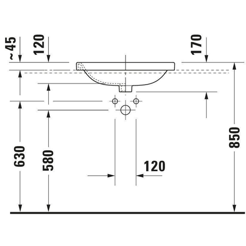 Duravit Durastyle vasque à poser 45,5x56 cm avec trou de robinetterie avec trop-plein blanc SW68336