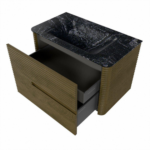 Mondiaz CIRO-DLUX Ensemble de meubles de salle de bains - 80x45x50cm - Lavabo solid surface Lava - 1 vasque au milieu - 1 trou de robinet - 2 tiroirs - Dusk SW1533017