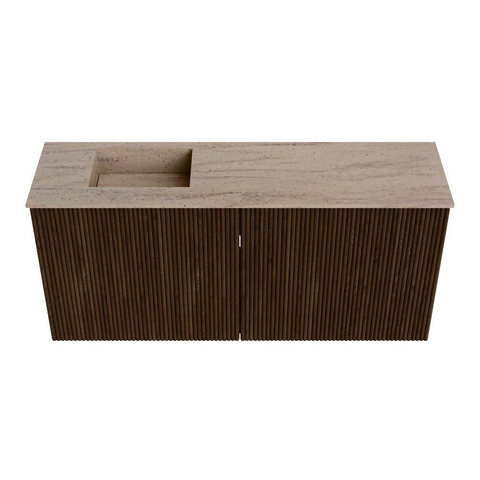 Mondiaz JOYA-DLUX 90cm meuble de salle de bains - couleur Walnut - Vasque FAYE position Gauche 1 trou de robinet couleur Saba. SW1424650