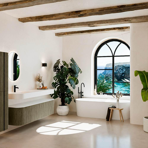 MONDIAZ THOR Meuble de salle de bains 170cm arrondi gauche + droite couleur Shadow avec 1 tiroir et 2 portes. Vasque suspendue CLOUD Gauche 1 trou de robinet couleur Talc. SW1465514