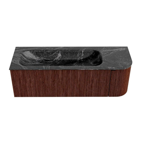 Mondiaz KURVE-DLUX Badkamermeubelset - 135x46x40cm - 1 lade - 1 deur - wastafel solid surface - links - 1 kraangat - Ruby SW1416051