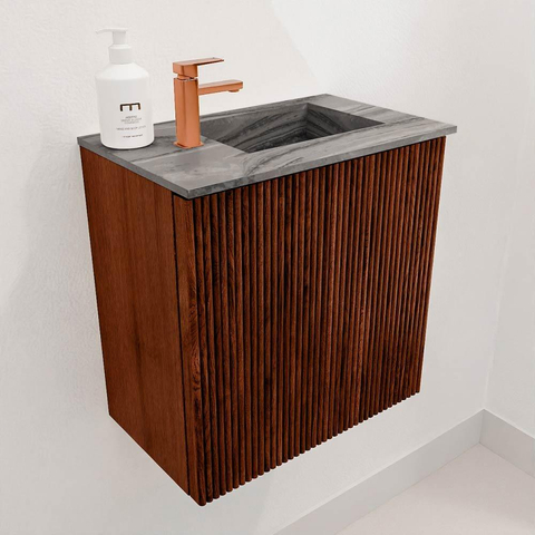 Mondiaz JOYA-DLUX 40cm toiletmeubel - kleur Ruby - Wastafel FAYE positie Rechts 1 kraangat kleur Sombra. SW1425642