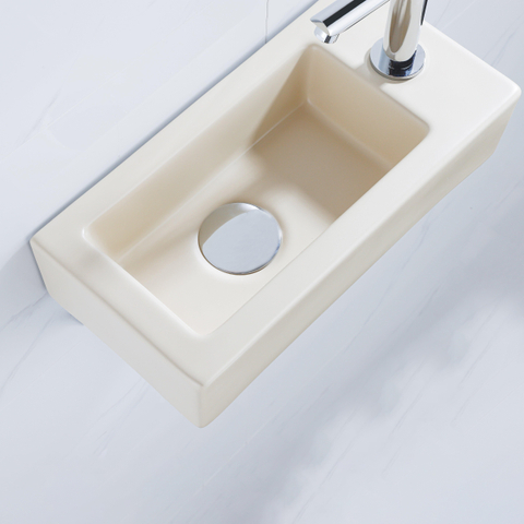 QeramiQ Fuente fonteinset – 37.5x18.5x9 cm – keramiek beige – kraangat rechts – chromen kraan SW1232725