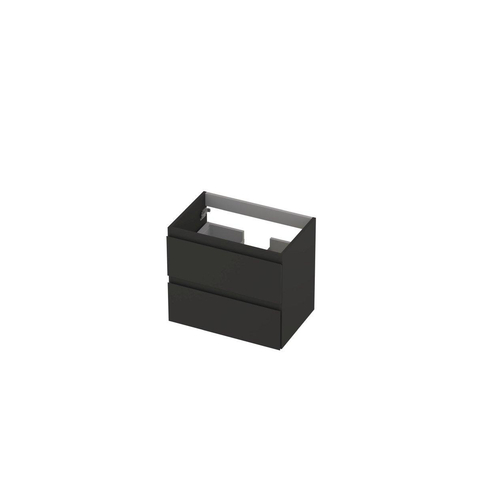 INK Wastafelonderkast - 60x40x52cm - 2 lades - greeploos - MDF lak - Mat Antraciet SB1241001