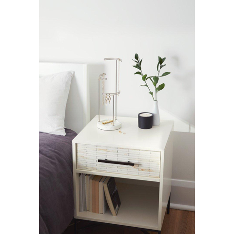 Umbra Tesora sieradenhouder 15x42x15cm staal wit/Metallic nikkel SHOWROOMMODEL SHOW24839