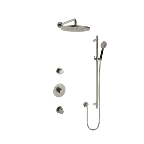 Hotbath Cobber IBS20 Regendoucheset - inbouw - 35cm wandarm - 30cm ronde hoofddouche - 3 standen handdouche - glijstang - geborsteld nikkel (RVS) SW440673