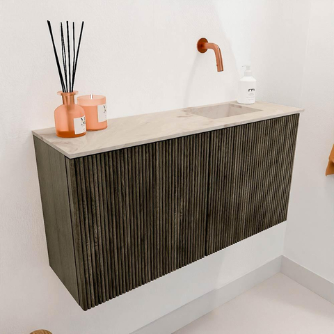 Mondiaz JOYA-DLUX Meuble de toilette 80cm - couleur Shadow - Vasque FAYE position Droite Sans trou de robinet couleur Frappe SW1422672