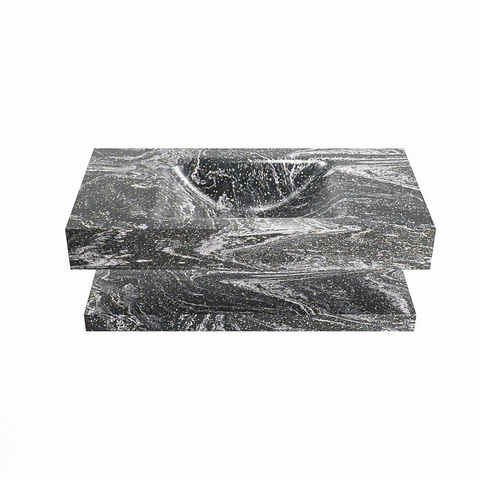 Mondiaz ALAN-DLUX Ensemble de meuble - 90cm - meuble Lava mat - 0 tiroirs - Lavabo Cloud Lava suspendu - vasque Centre - 0 trous de robinet SW809233