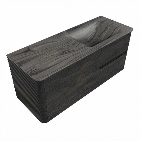 Mondiaz CIRO-DLUX Meuble de salle de bains - 120x45x50cm - Plan vasque Solid surface Sombra - 1 vasque à droite - sans trous de robinetterie - 2 tiroirs - Shadow SW1532759