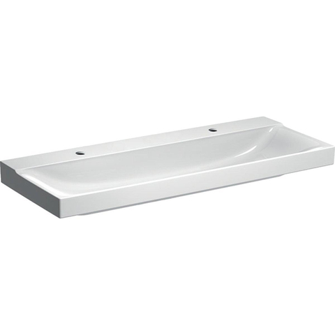 Geberit Xeno2 dubbele wastafel - 120x48cm - met 2 kraangat - zonder overloop KeraTect - wit SW417707