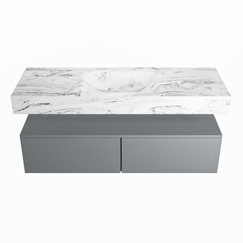 MONDIAZ ALAN - DLUX Badkamermeubelset - 130cm - onderkast - Plata - 2 lades - vrijhangende wastafel - wasbak midden - 1 kraangat - Glace SW806436