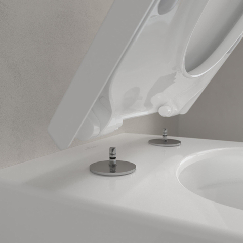 Villeroy & Boch Subway 3.0 Pack WC - sans bride - à fond creux - réservoir encastrable - Twistflush - plaque de commande noir mat - abattant - Blanc Alpin SW956287