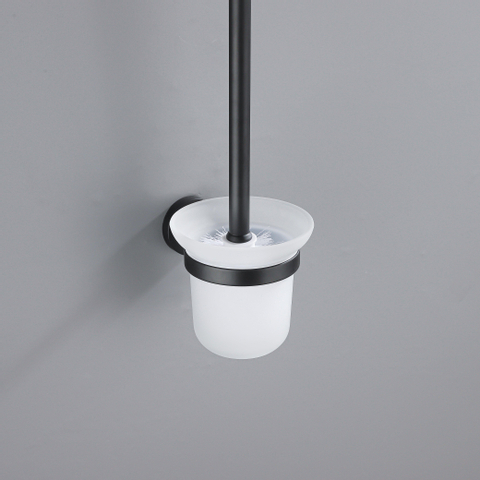 Fortifura Calvi toiletborstelhouder rond - mat zwart OUTLETSTORE STORE45109