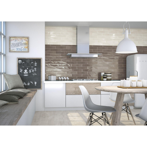 ÉCHANTILLON Terravito Almicoa carreau mural - 7.5x30cm - 8.6mm - Rectangle - Beige Brillant SW735606