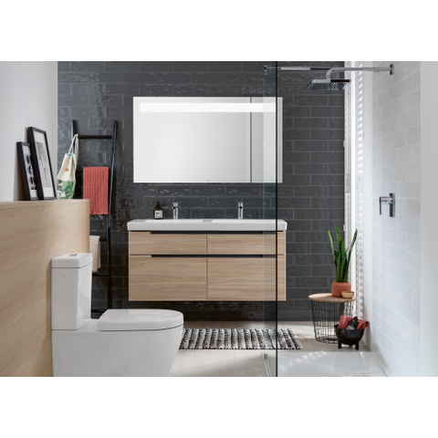 Villeroy & Boch Subway 2.0 wastafel - 130x47cm - 2 kraangat - met overloop - White Alpine (glans wit) 1024040