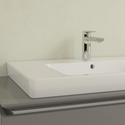 Villeroy & Boch Subway 2.0 meubelwastafel - geslepen - 80x47cm - met kraangat - met overloop - White Alpine (glans wit) 1025016