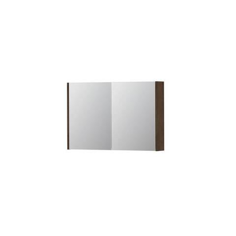 INK SPK1 Spiegelkast - 90x14x60cm - 2 deuren - dubbelzijdige Spiegel - schakelaar en stopcontact - MDF Fineer Chocolate SW493644