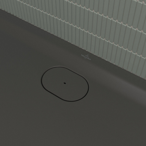Villeroy & Boch Ecora douchebak - 180x100x3.5cm - afvoer lange zijde - anthracite (antraciet) SW1558904