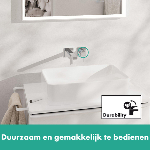 Hansgrohe Tecturis E Eengreeps wastafelkraan - inbouw - voor wandmontage - met uitloop 22 - 5 cm - hoogglans chroom SW918386