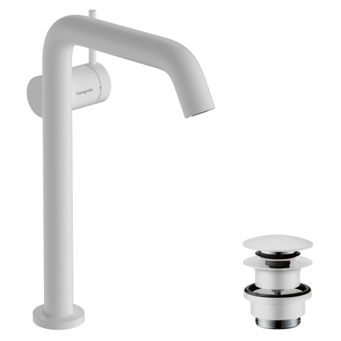 Hansgrohe Tecturis s 1 greeps wastafelkraan - 240 Fine - coolstart waskom - met PushOpen plug - mat wit SW918734